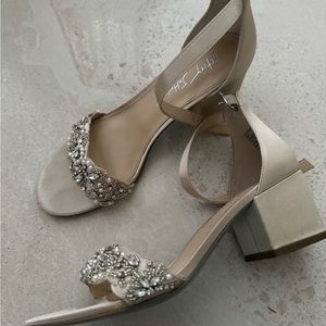 Betsey Johnson Blue embellished block heels